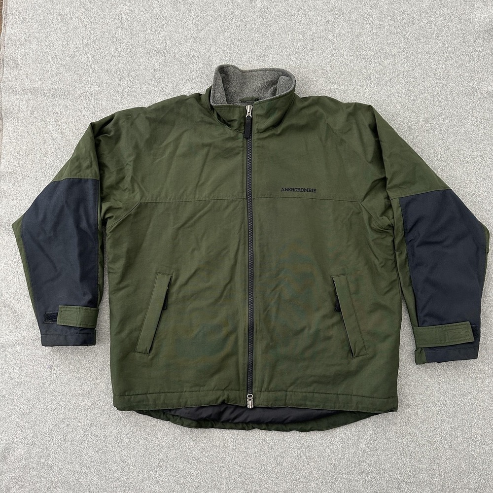Y2K Abercrombie & Fitch Performance Jacket Mens Large Green Fleece Lined Rugged